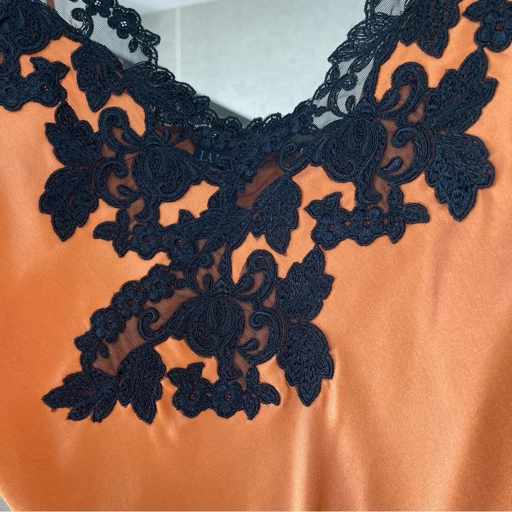 La Perla Maison Silk Orange Black Camisole Cami Tank NWT - Picture 4 of 10